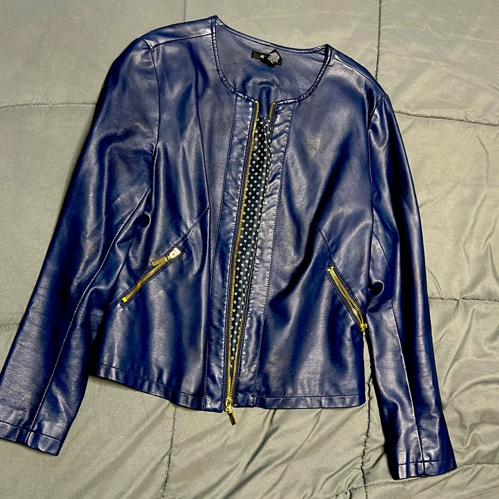 ALFANI Leather Jacket  Women’s M blue fashion inside designer